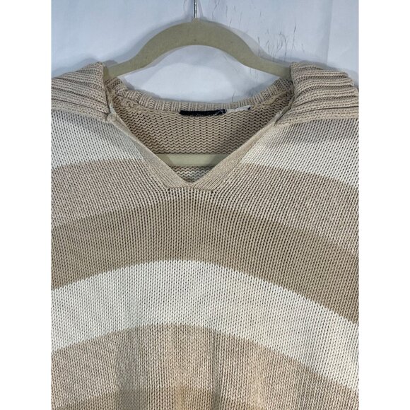 vintage striped knit sweater vneck collared brown white no size tag small READ - Picture 2 of 9
